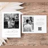 Witte en wijze Italiaanse elegantie Twee foto QR-c Save The Date
