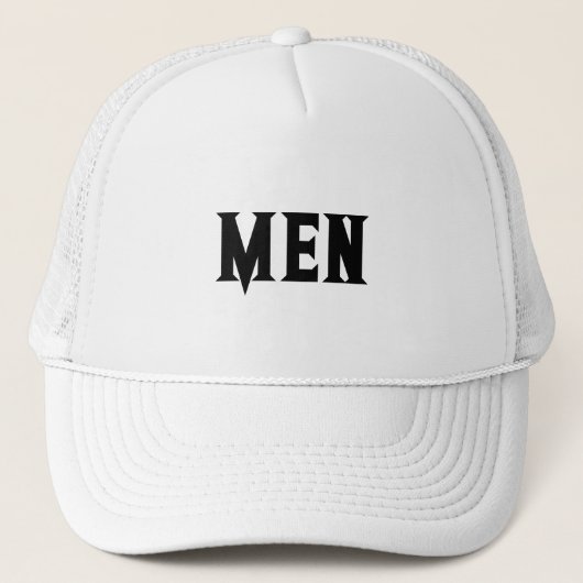 Witte en witte MANNEN Tekst Handsome Mannen Trucker Pet (Voorkant)