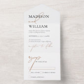 Witte en witte moderne minimalistische bruiloft all in one uitnodiging (Binnen)