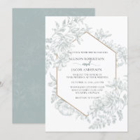 Witte en Zachte Sage Groene Geometrische Floral We