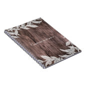 Witte en zilverbladeren en bijtende houten legant notitieboek (Rechterzijde)