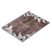 Witte en zilverbladeren en bijtende houten legant notitieboek (Linkerzijde)