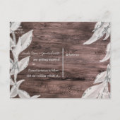 Witte en zilveren bladeren en bijtende hout Bespaa Aankondigingskaart (Achterkant)