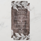 Witte en zilveren bladeren en bijtende wood, elega menu (Voorkant / Achterkant)