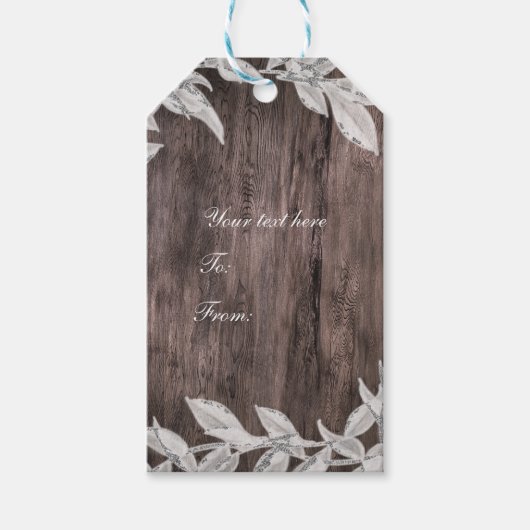 Witte en zilveren bladeren winter bruiloft landeli cadeaulabel (Voorkant)