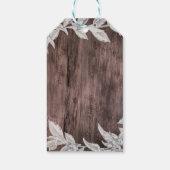 Witte en zilveren bladeren winter bruiloft landeli cadeaulabel (Achterkant)