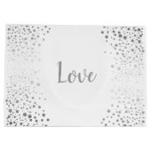 Witte en zilveren Confetti Stippen Large Cadeautasje (Achterkant)