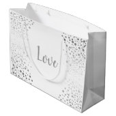 Witte en zilveren Confetti Stippen Large Cadeautasje (Achterkant Gekanteld)