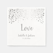 Witte en zilveren Confetti Stippen Servet (Voorkant)