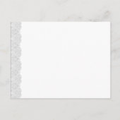 Witte en zilveren kant Bewaar de datum bruiloft A2 Aankondigingskaart (Achterkant)