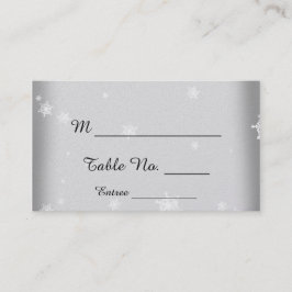 Witte en Zilveren Sneeuwvlok Bruiloft Plaats Kaart Plaatskaartje