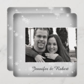 Witte en Zilveren Sneeuwvlok Bruiloft Uitnodiging (Voorkant / Achterkant)