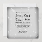 Witte en Zilveren Sneeuwvlok Bruiloft Uitnodiging (Achterkant)