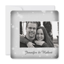 Witte en Zilveren Sneeuwvlok Bruiloft Uitnodiging