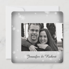 Witte en Zilveren Sneeuwvlok Bruiloft Uitnodiging