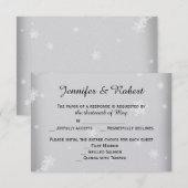 Witte en Zilveren Sneeuwvlok Huwelijksreactie Kaar RSVP Kaartje (Voorkant / Achterkant)