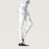 Witte en zilveren sneeuwvlokken Leggings (Rechts)
