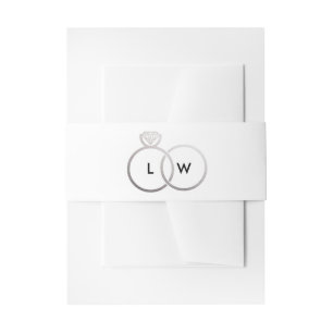 Witte en Zilveren Trouwring Monogram Uitnodigingen Wikkel