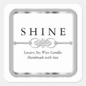 Witte en zilveren vierkante sticker (Voorkant)