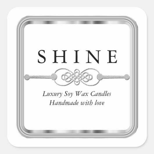 Witte en zilveren vierkante sticker (Voorkant)