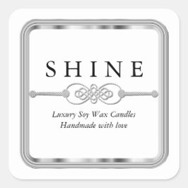 Witte en zilveren vierkante sticker