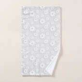 Witte en Zilvergrijze Floral Bad Handdoek (Handdoek)