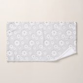 Witte en Zilvergrijze Floral Bad Handdoek (Handdoek)