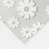 Witte en Zilvergrijze Floral Fleece Deken (Hoek)