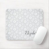 Witte en Zilvergrijze Floral Muismat (Met muis)