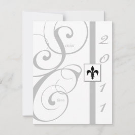 Witte en Zilverige Afstuderen met rollint Kaart