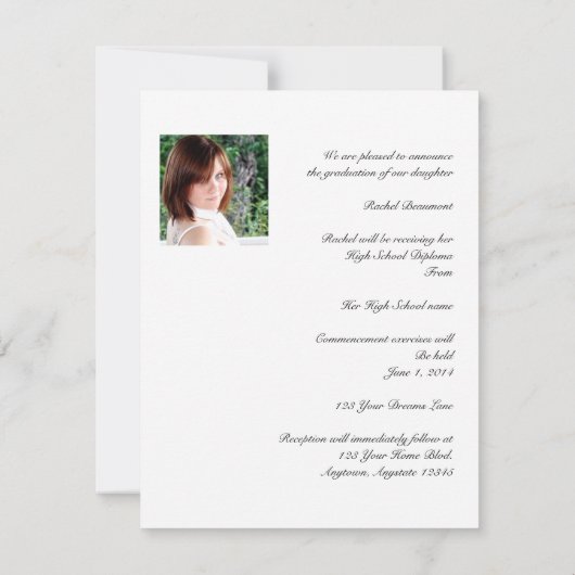 Witte en Zilverige Afstuderen met rollint Kaart (Achterkant)