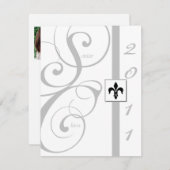 Witte en Zilverige Afstuderen met rollint Kaart (Voorkant / Achterkant)