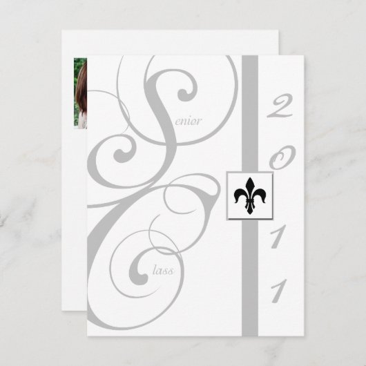 Witte en Zilverige Afstuderen met rollint Kaart (Voorkant / Achterkant)