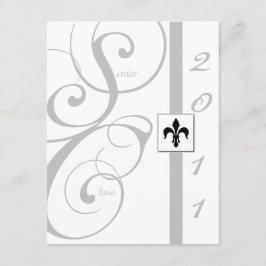 Witte en Zilverige Afstuderen met rollint Kaart