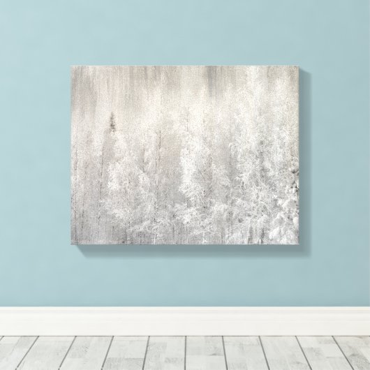 Witte en Zilverige kerst Canvas Afdruk (Insitu (Houten vloer))