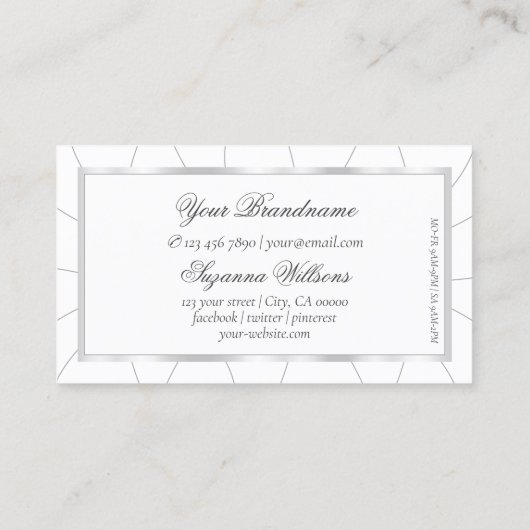 Witte en Zilverige Lijst Noble met diamanten en Lo Visitekaartje (Achterkant)