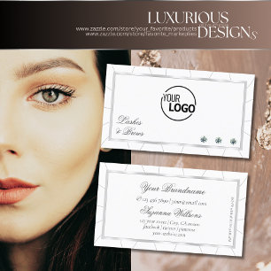 Witte en Zilverige Lijst Noble met diamanten en Lo Visitekaartje