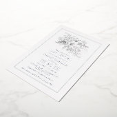 Witte en Zilverige  Rozen Baby shower Folie Uitnodiging (Gedraaid)