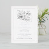 Witte en Zilverige  Rozen Baby shower Folie Uitnodiging (Staand Voorkant)