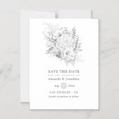 Witte en Zilverige  Rozen Weddenschap Opslaan Datu Magnetische Uitnodiging (Voorkant)