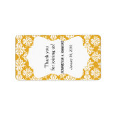 Witte en Zonnebloem Damast Bruiloft Lip Balm Label (Voorkant)