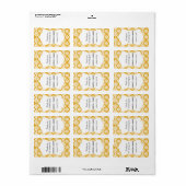 Witte en Zonnebloem Damast Bruiloft Lip Balm Label (Full Sheet)