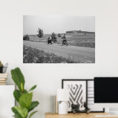 Witte en zwarte 1968 motorfiets poster (Thuiskantoor)