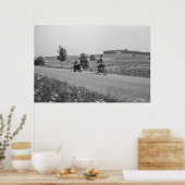 Witte en zwarte 1968 motorfiets poster (Keuken)