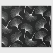 Witte en zwarte abstracte bladeren cadeaupapier (Vlak)