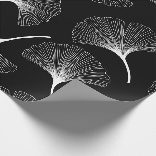Witte en zwarte abstracte bladeren cadeaupapier (Hoek)