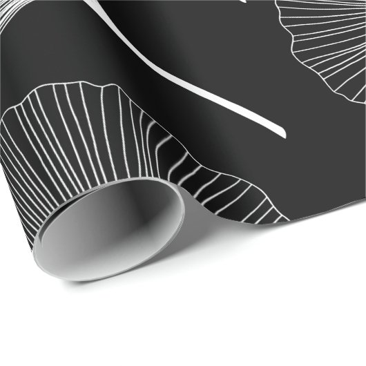 Witte en zwarte abstracte bladeren cadeaupapier (Rol Hoek)