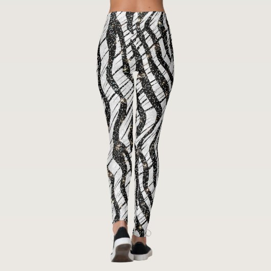 Witte en zwarte Abstracte dieren Leggings (Achterkant)