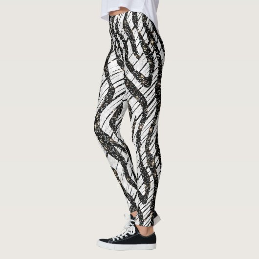 Witte en zwarte Abstracte dieren Leggings (Links)