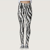 Witte en zwarte Abstracte dieren Leggings (Voorkant)